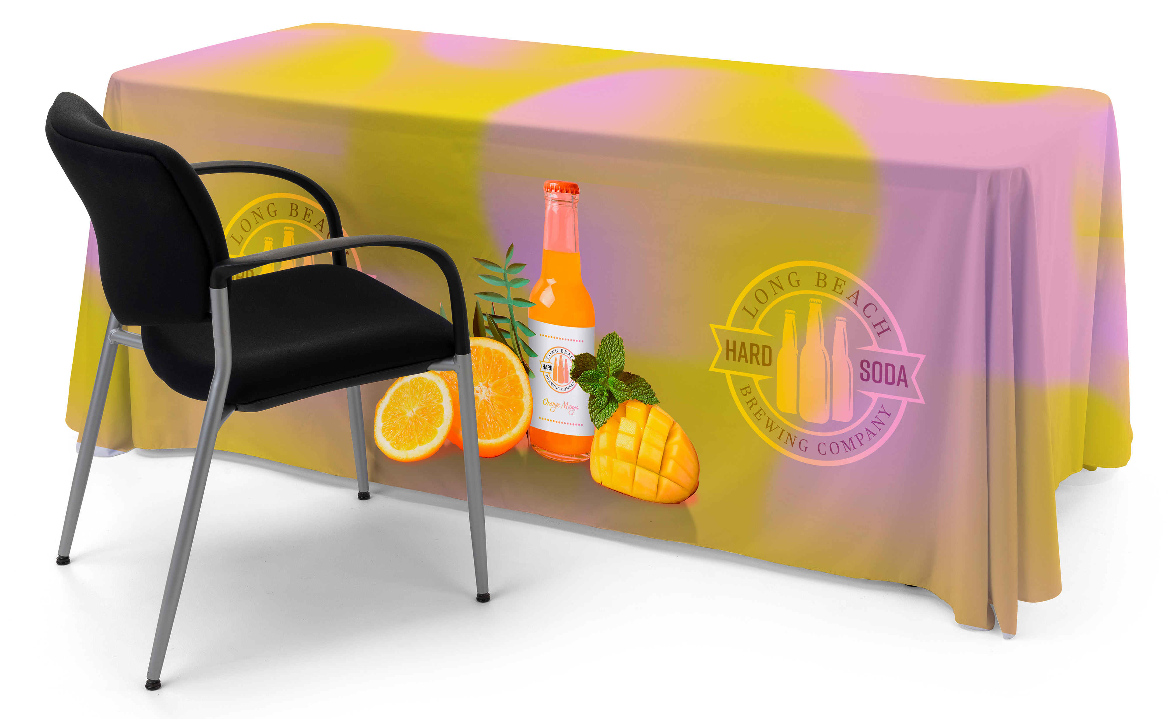 4', 6', or 8' Fabric Table Cloth, Open or Closed Back - Full Color Custom Printing - Image 3