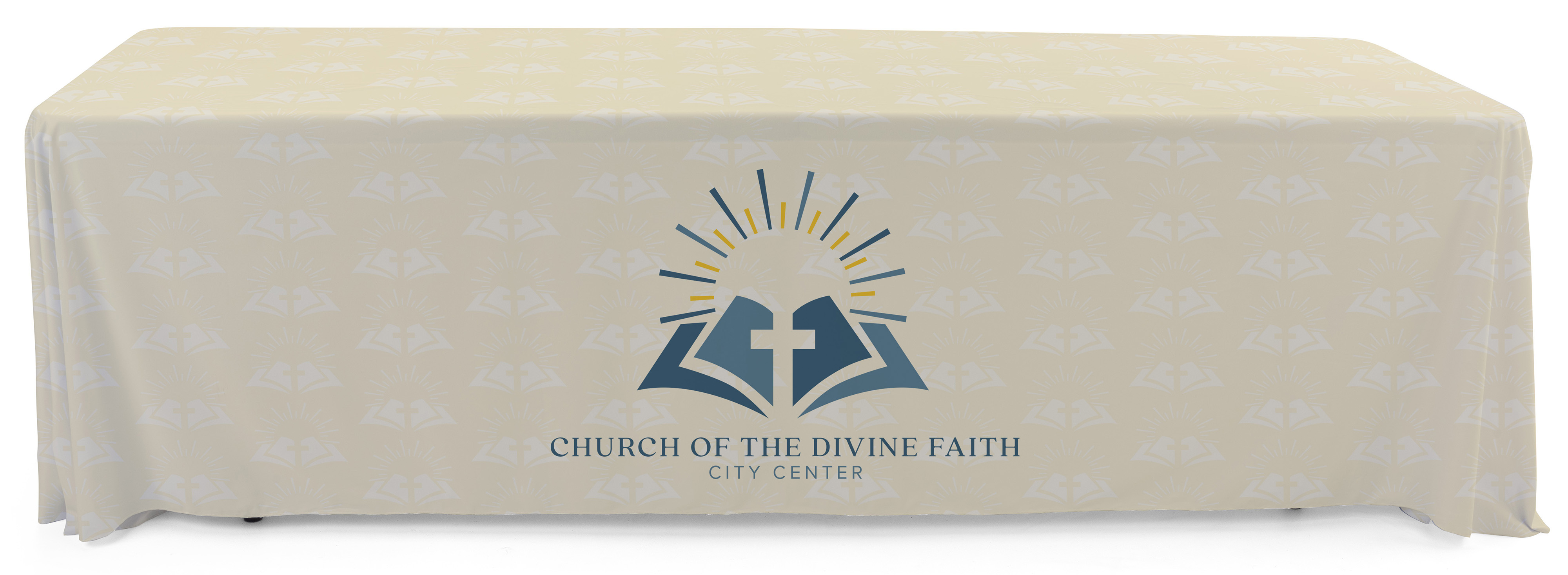 4', 6', or 8' Fabric Table Cloth, Open or Closed Back - Full Color Custom Printing - Image 2
