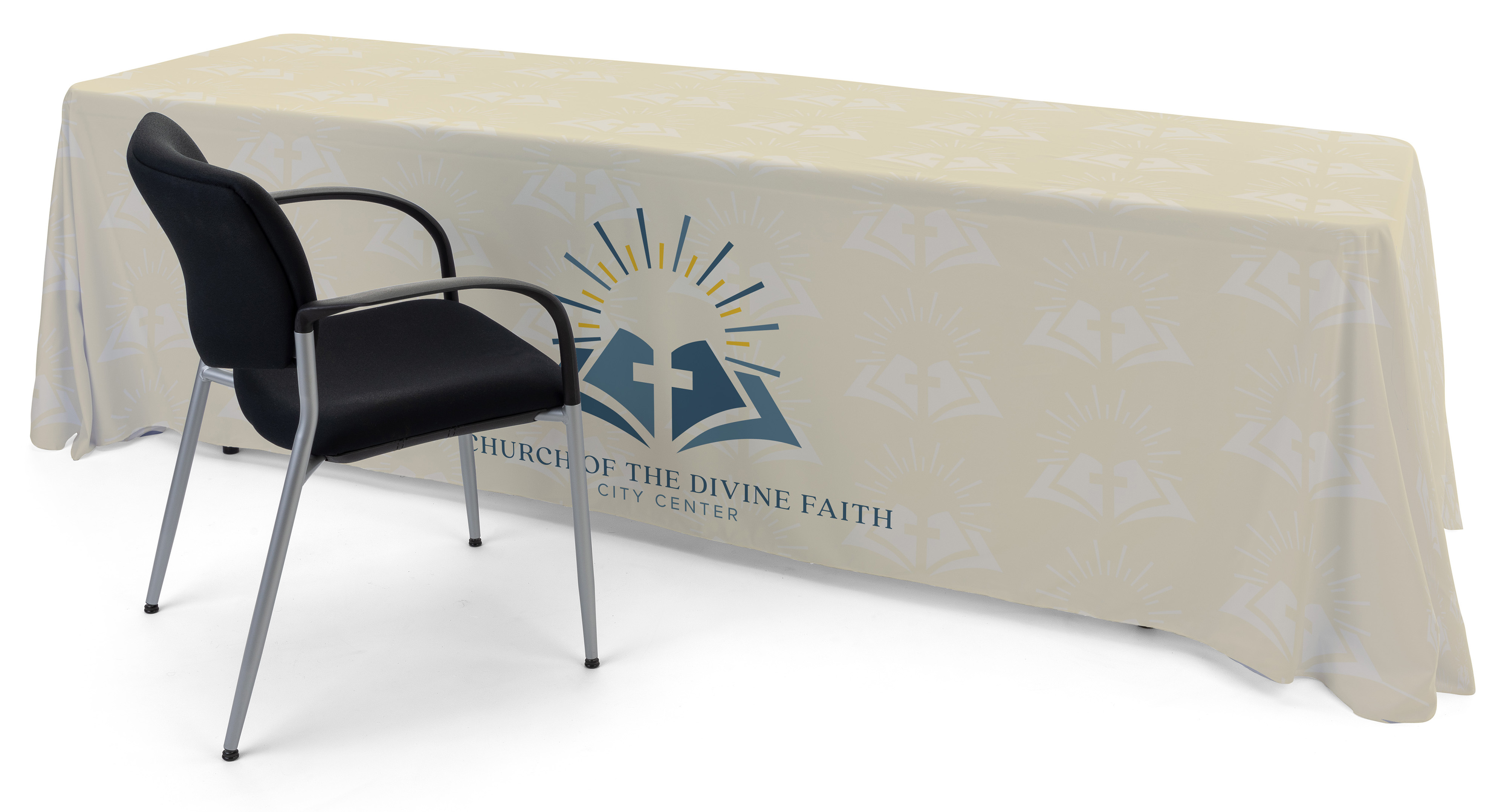 4', 6', or 8' Fabric Table Cloth, Open or Closed Back - Full Color Custom Printing - Image 3