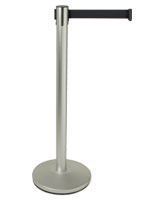 Chrome Stand Velour Belt Metal Construction Displays2go Silver Stanchions with Black Rope POSTHCHBLK 