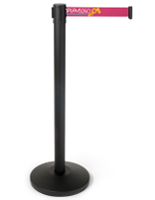 41.5-inch tall black post with 3-color printed pink belt stanchion