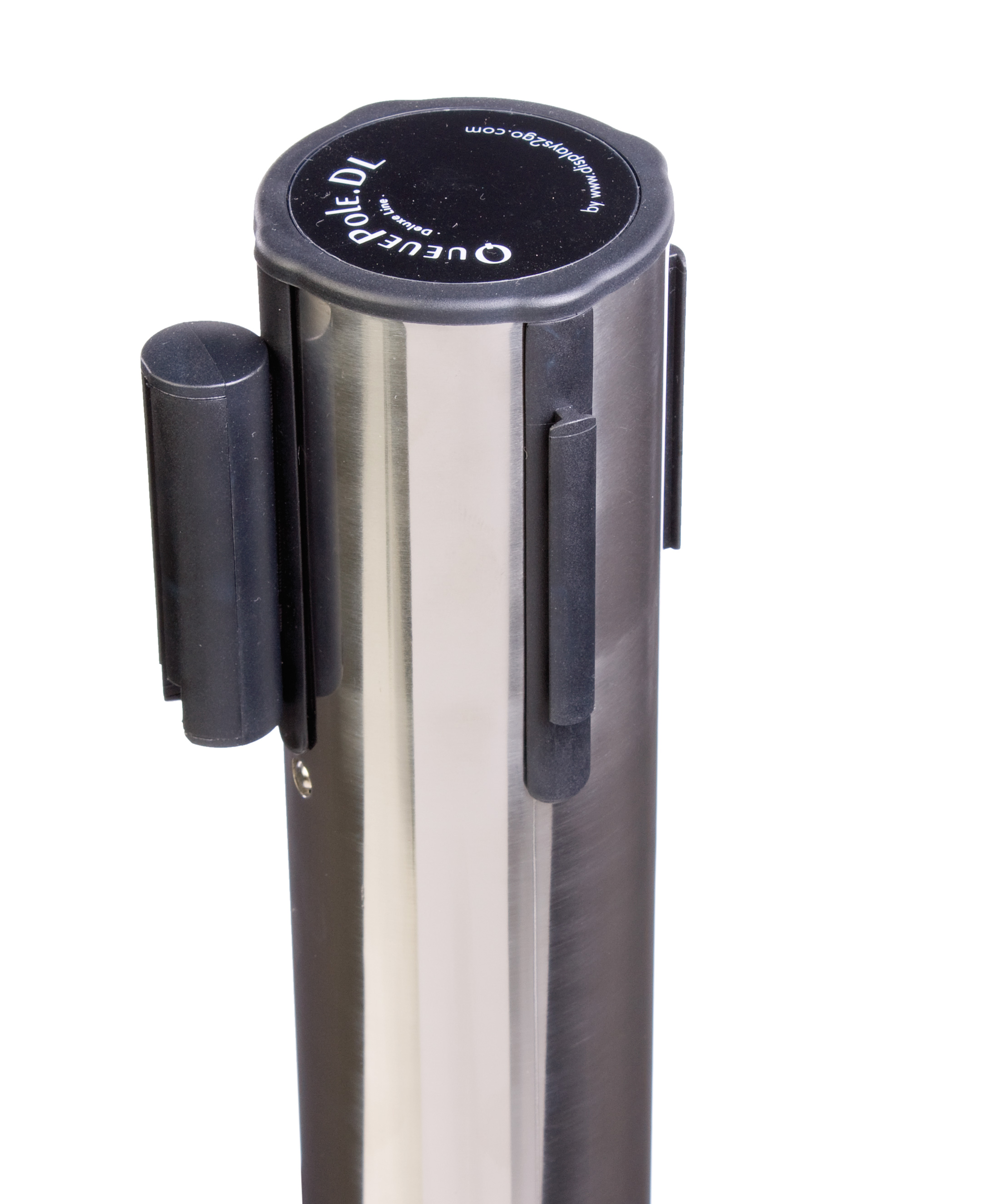 QueuePole 40" Stanchion Post with 9.5' Gray Retractable Belt - Chrome - Image 4