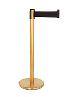 These retractable belt stanchions have a brushed bronze finish