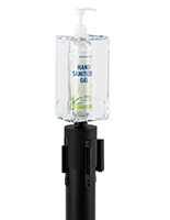 Hand sanitizer holder stanchion topper with adjustable height