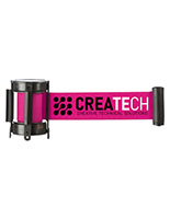 6.5' long pink stanchion belt with 2-color logo printing