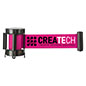 6.5' long pink stanchion belt with 2-color logo printing