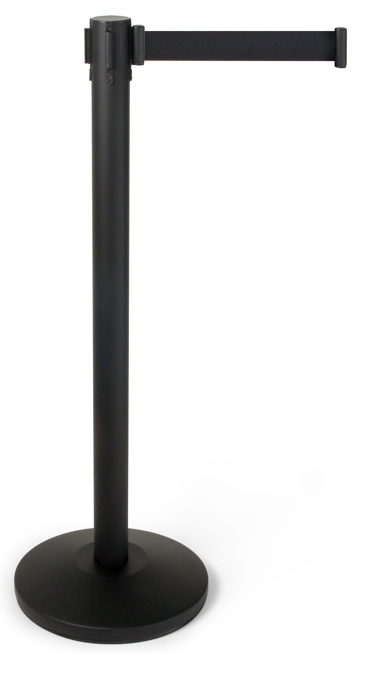 QueuePole.Economy Stanchion Post w/ 6.5’ Belt, Sanitizer Dispensing Topper - Black - Image 2