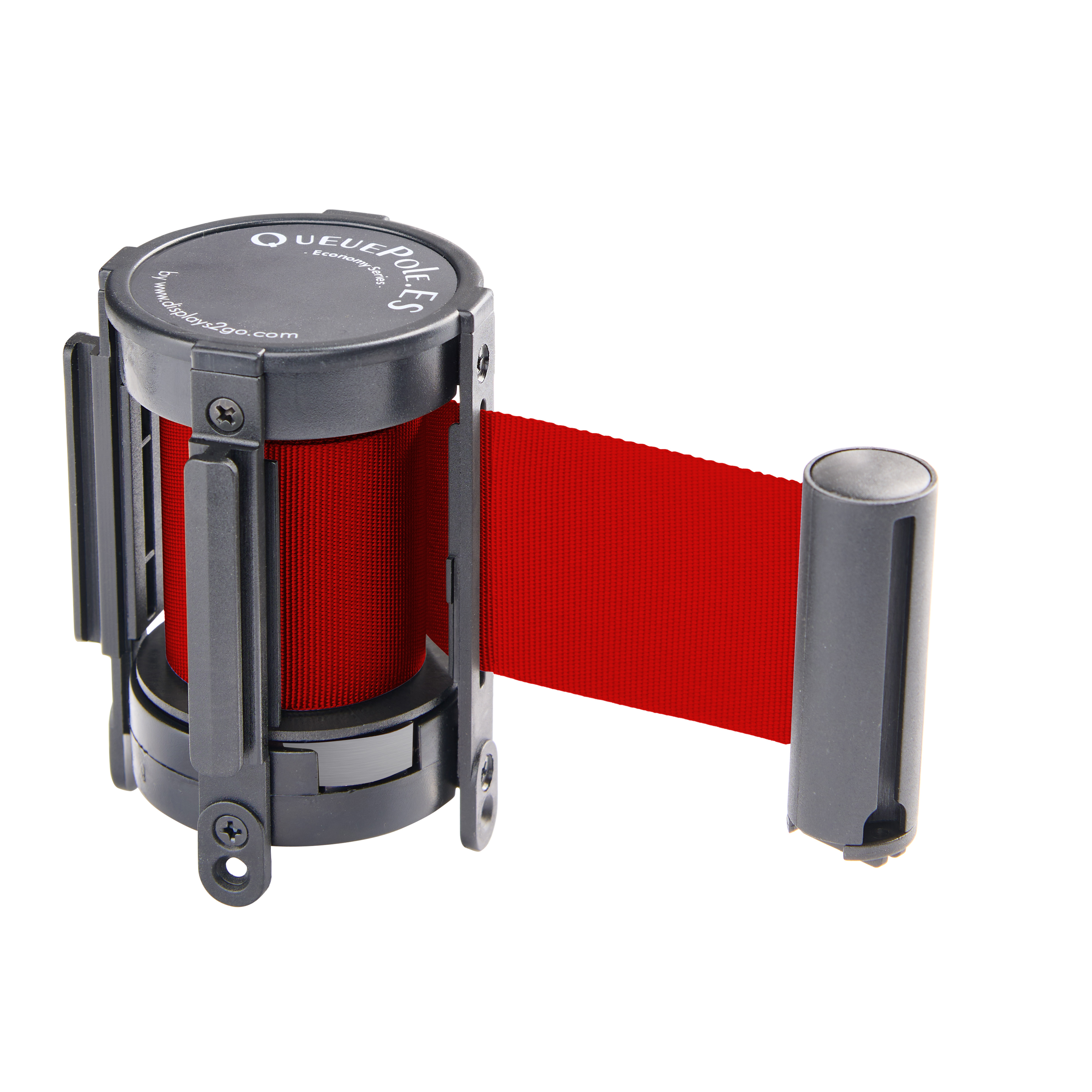QueuePole.Economy 41.5" Black Stanchion Post with 6.5' Red Retractable Belt - Image 2