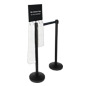 Black stanchions with umbrella bags and retractable barrier
