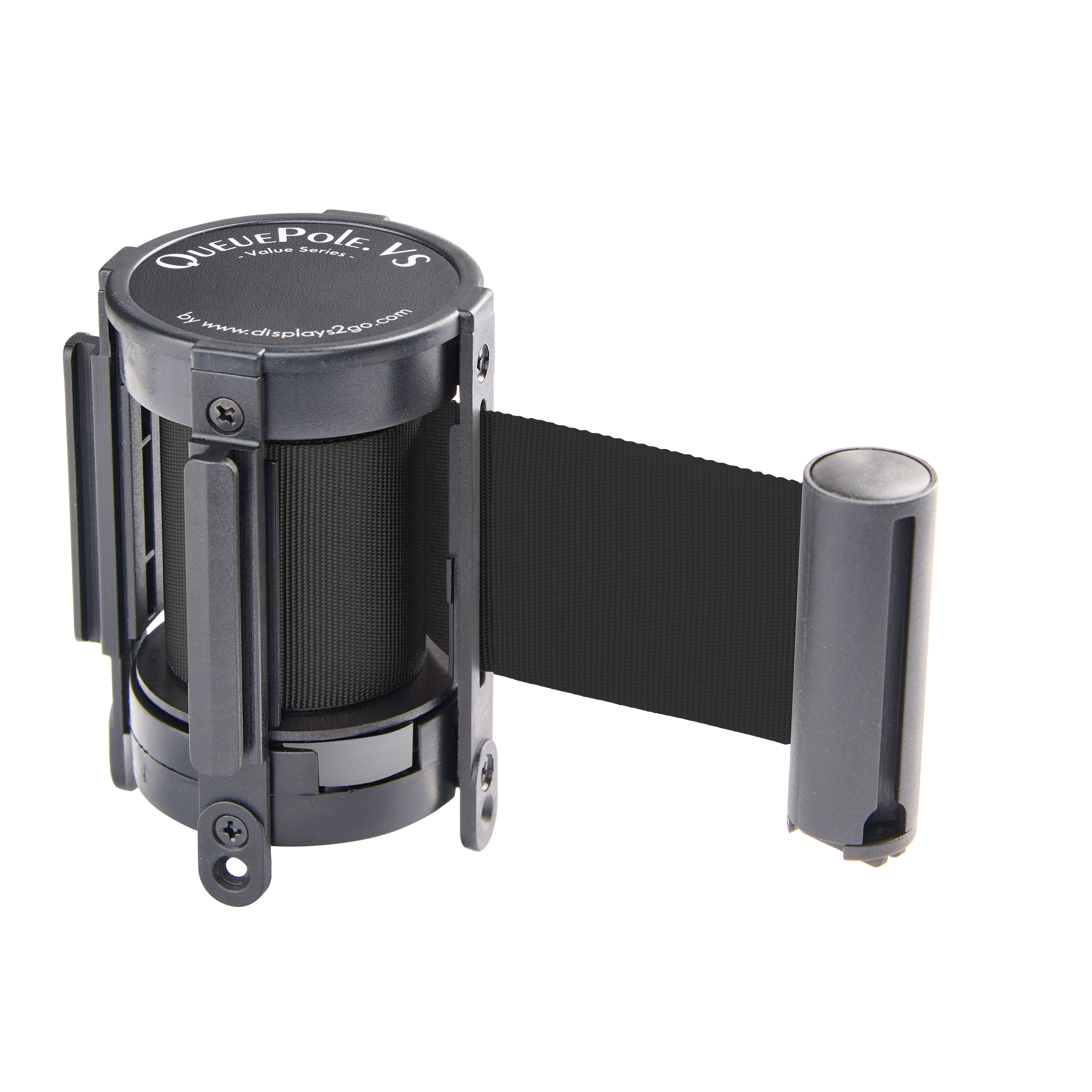 QueuePole.Value 36" Black Stanchion Post with 6.5' Black Retractable Belt - Image 2