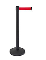 Red retractable belt barrier with a 6.5 foot band