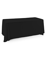 Black polyester table cover with 4 sewn-in corners