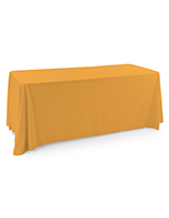 Gold Polyester table cover with overlock stitching