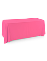 Pink polyester table cover fits 6 foot tables 