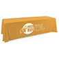 This gold single sided custom table throw features custom printing