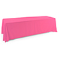 Pink polyester table cover is machine washable 
