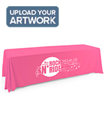 This pink single sided custom table throw features a high quality polyester fabric