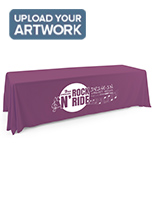 This purple single sided custom table throw features 8 ft. of durable polyester material
