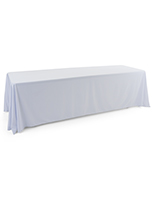 White polyester table cover with certified flame resistant material 