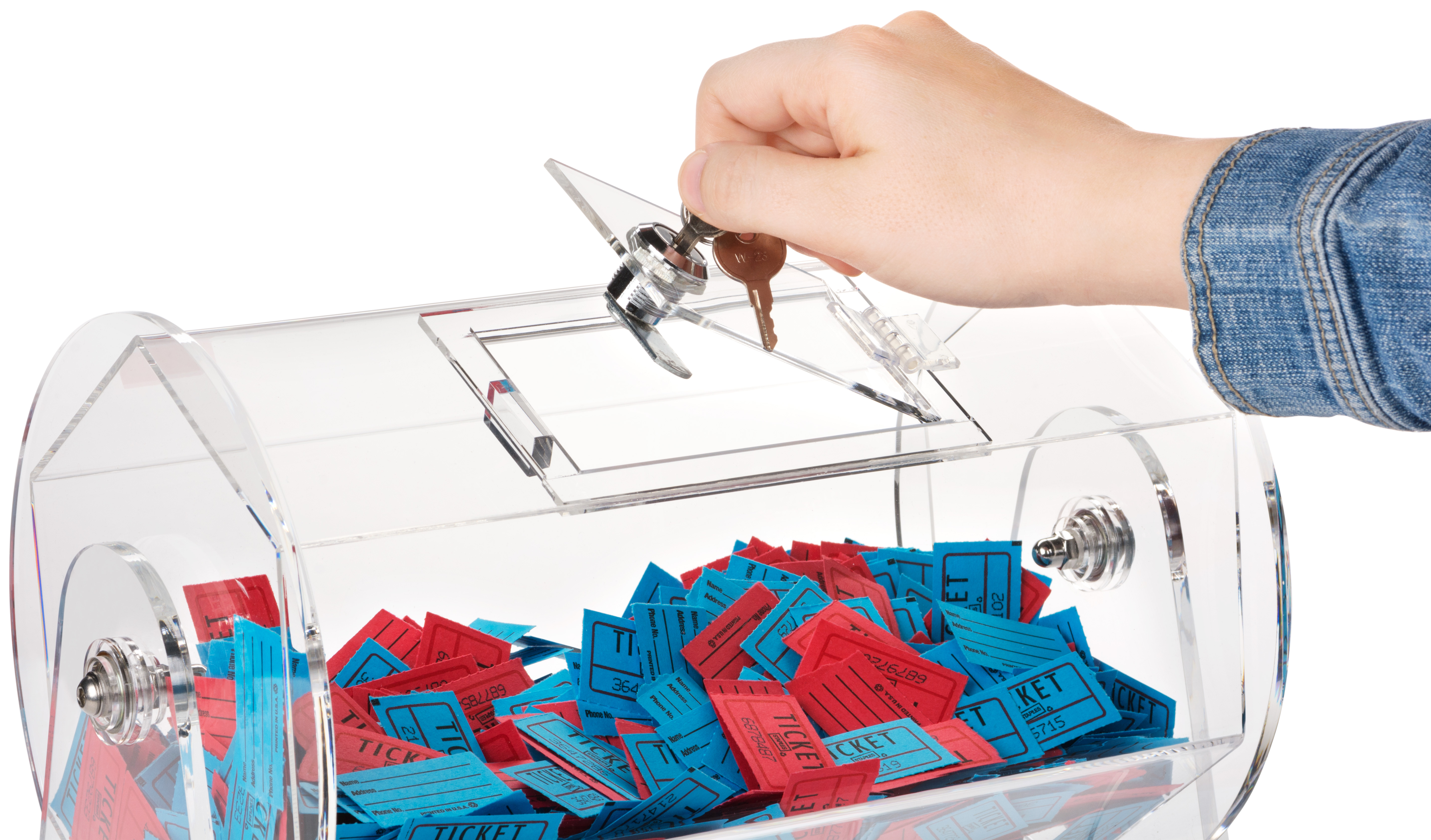 Locking Raffle Drum | Acrylic Tumbler Display With Carry Handle ...