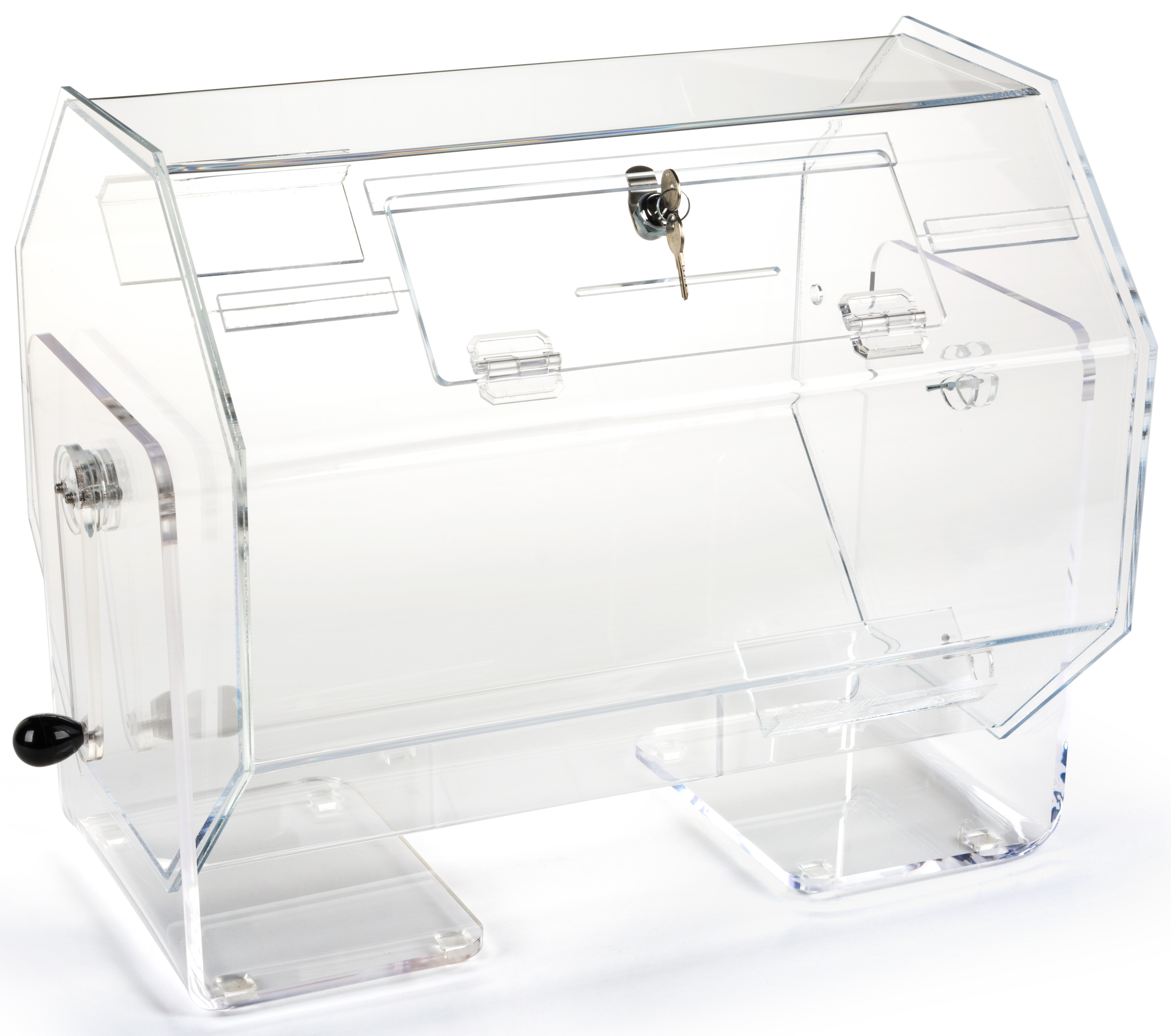 21.5"w Acrylic Raffle Drum with Locking Door, Countertop - Clear - Image 2