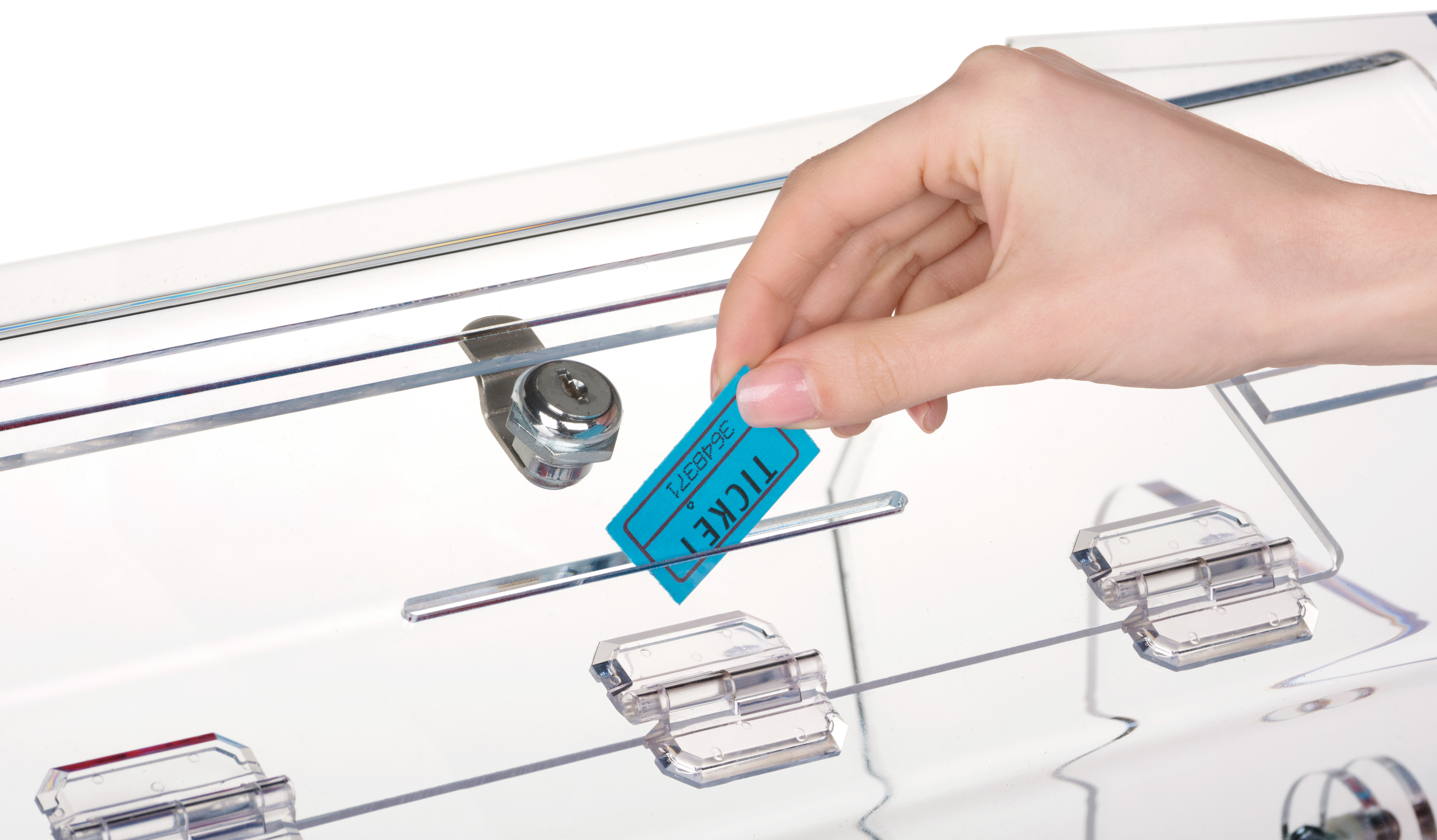 29.5"w Acrylic Raffle Ticket Turner w/ Door, Countertop - Clear - Image 4