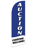 AUCTION Blue Flag Banner with Everyone Welcome Message for REAUCTBL Displays