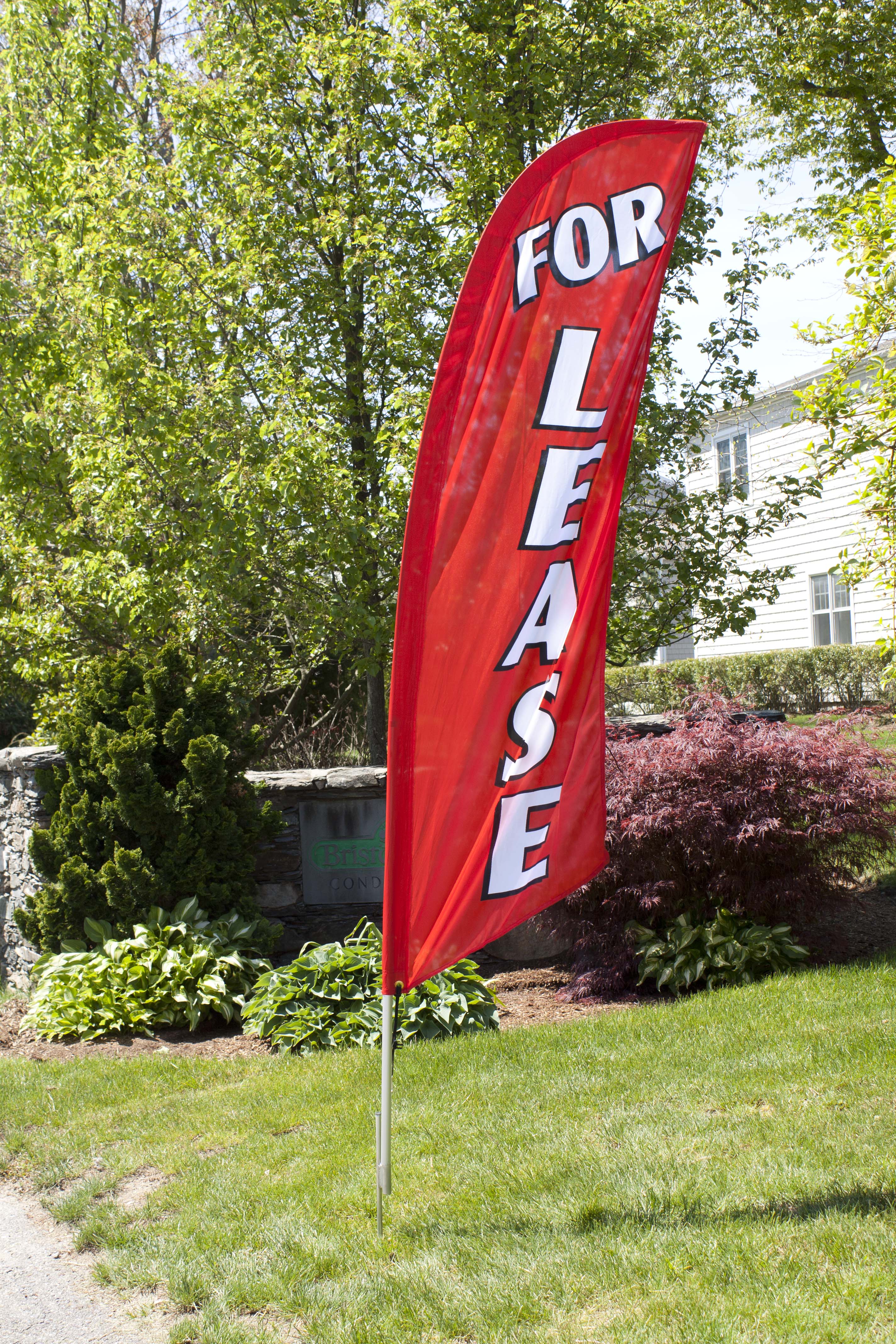 Sample Flag Let FOR LEASE Red Message Flag | Single Sided with Mirror Reverse | Displays2Go