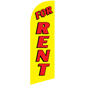 FOR RENT Yellow Feather Flag with Stock Text for RERENTYL Kits