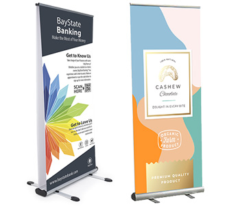 Retractable banners with stands