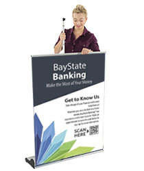 Banner stands with retractable graphics