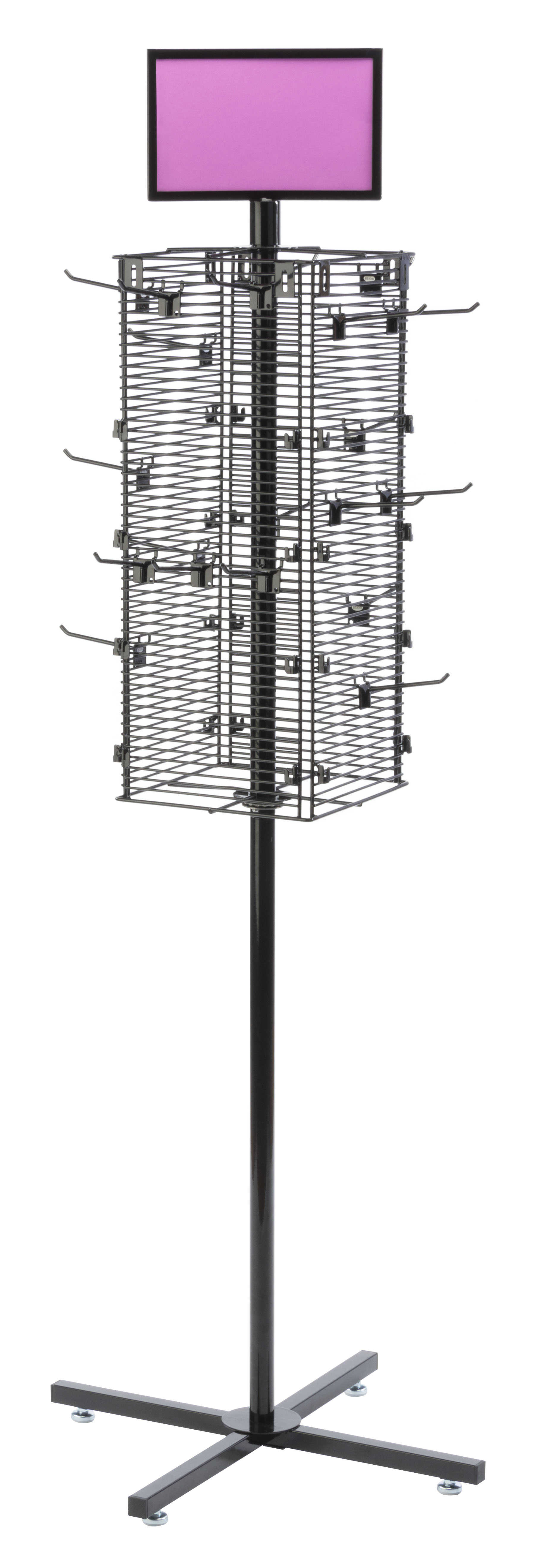 Rotating Grid Rack with 4” Pegs | Black Wire Display Hook Spinner ...