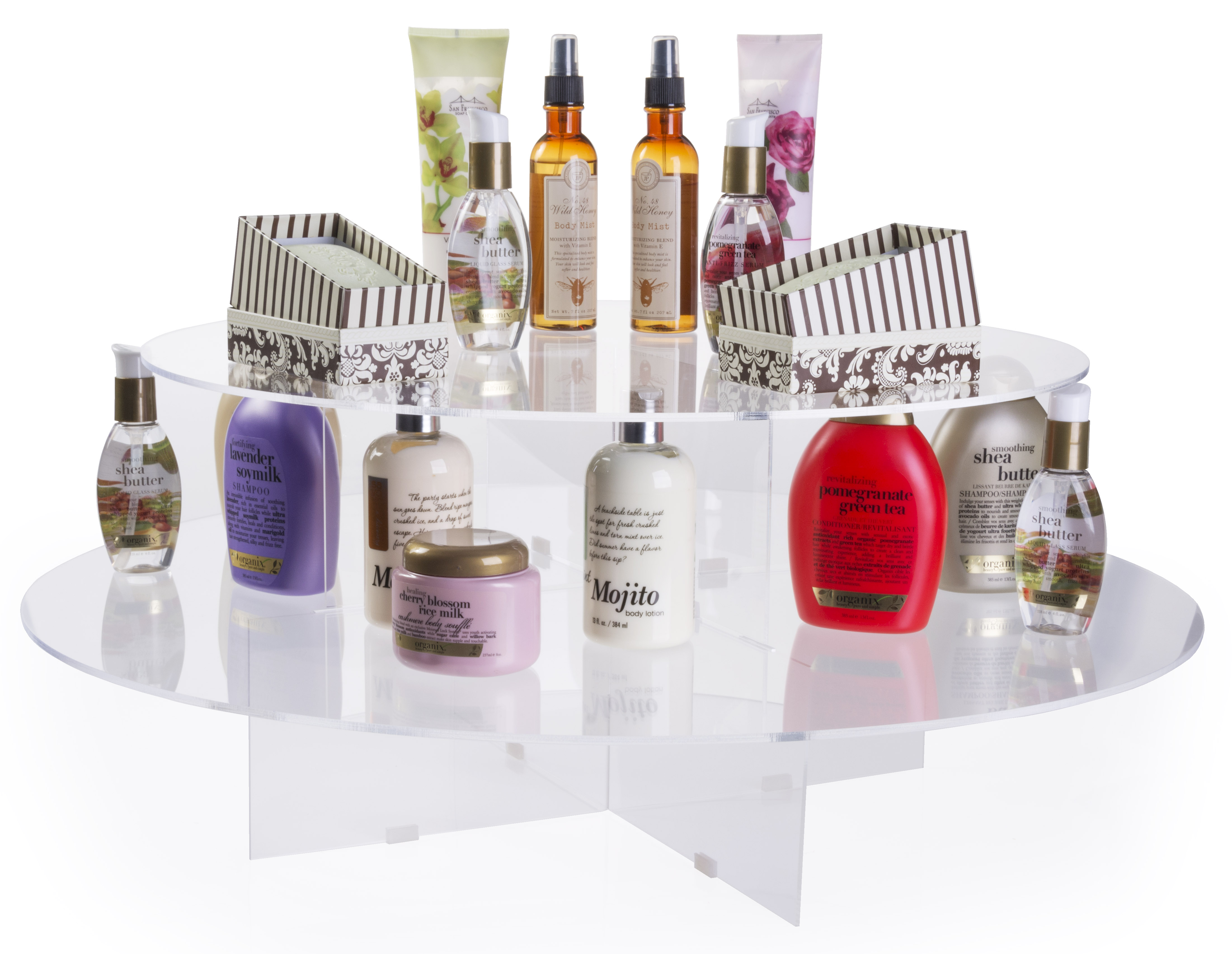 Knockout Riser Round Riser | (2) Tier Knock Down Clear Acrylic Display | Displays2Go