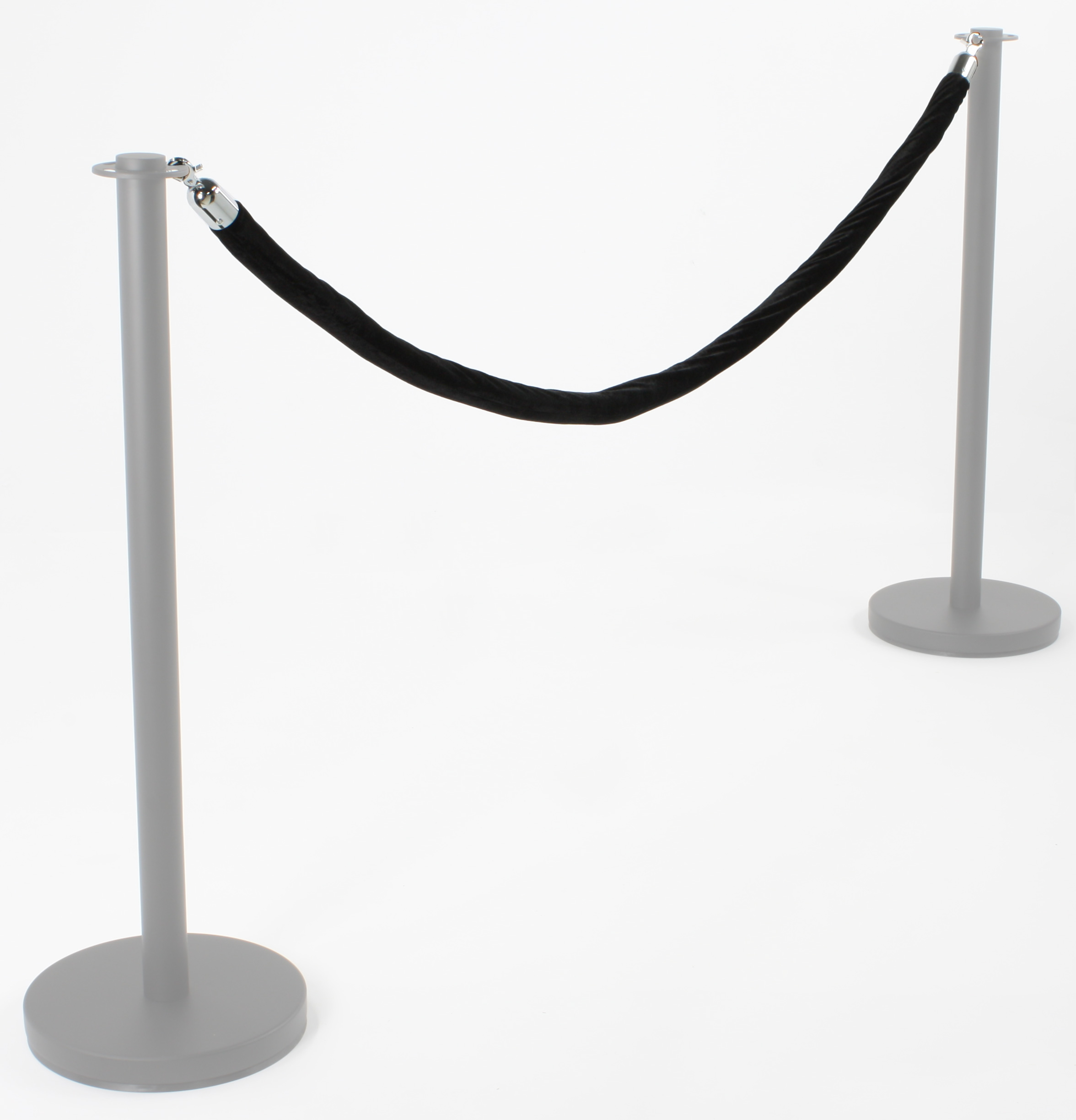 6.5' Velvet Stanchion Rope with Chrome Clasps - Black - Image 2