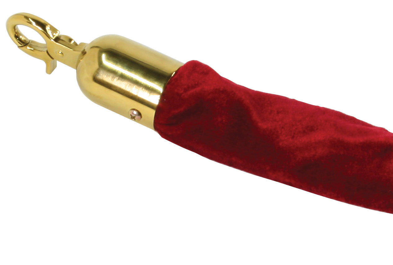 Burgundy Velvet Crowd Control Rope - Brass Ends | Displays2Go