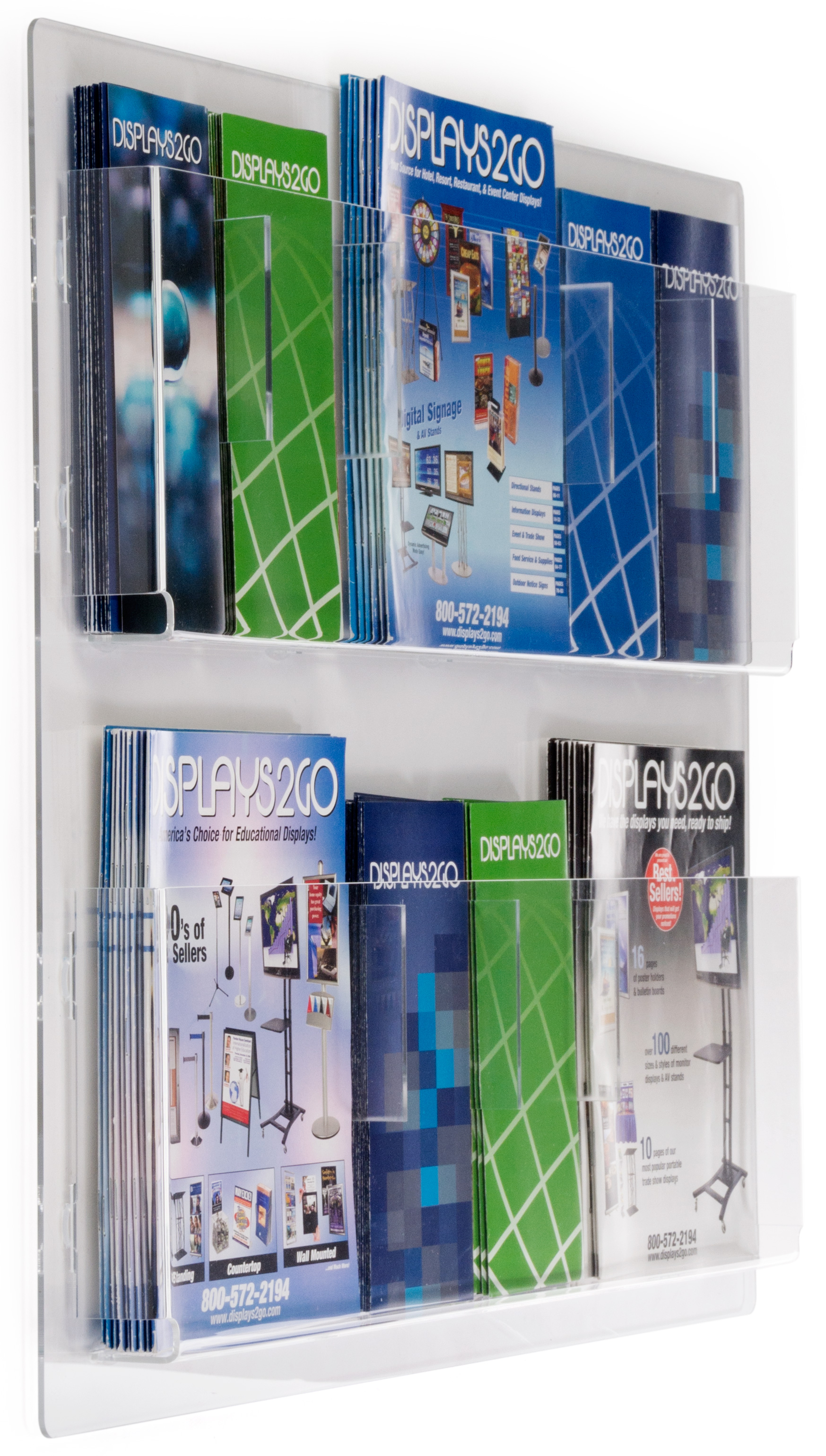 Wall Mounted Magazine Racks w/ Clear Adjustable Literature Pockets ...