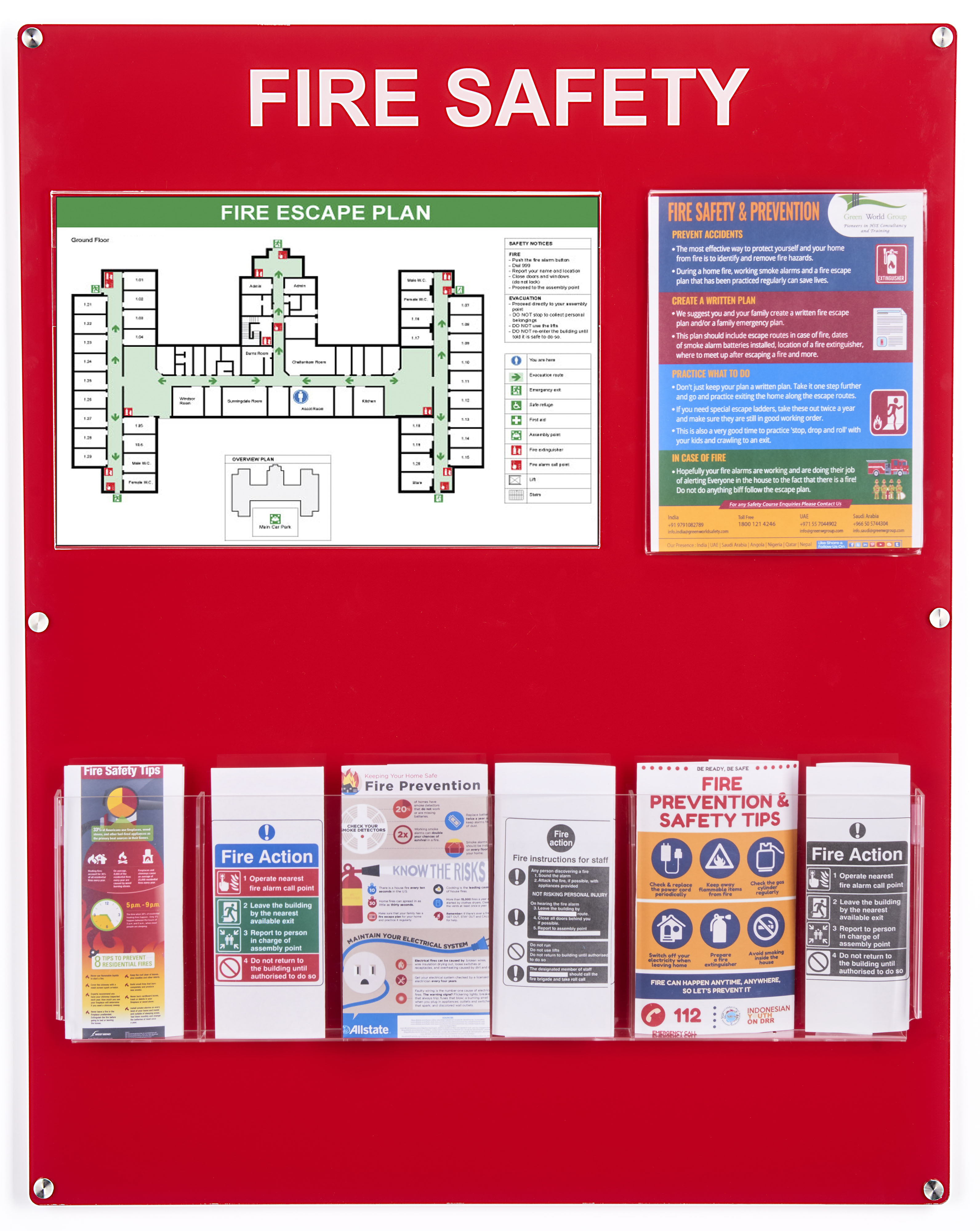 Static Display Fire Department Acrylic Mounted Fire Safety Information Station | Pre-Printed | Displays2Go