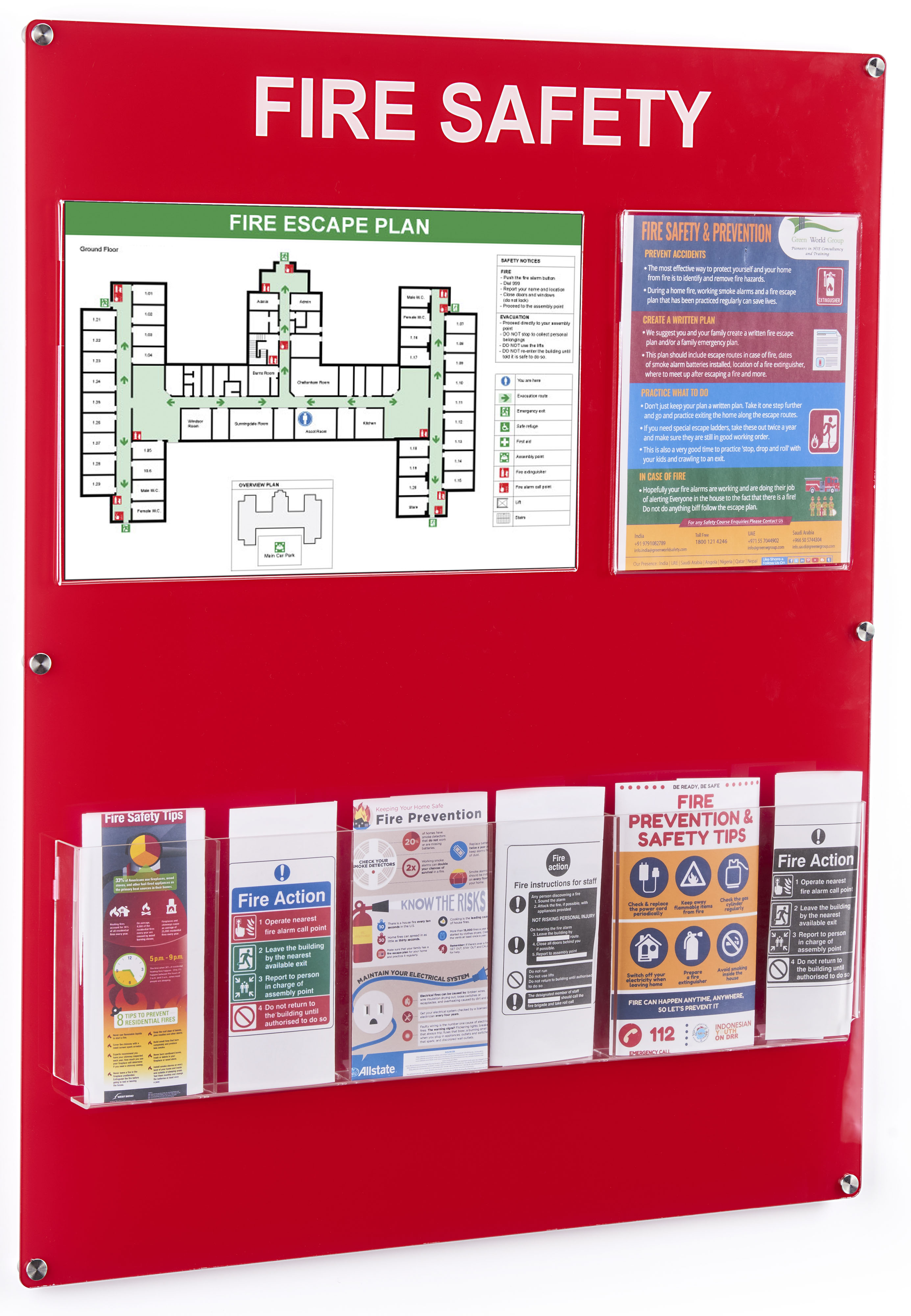 Static Display Fire Department Acrylic Mounted Fire Safety Information Station | Pre-Printed | Displays2Go