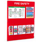 Acrylic mounted fire safety information station with standoffs for wall mounting