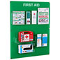 Wall-mounted first aid station with acrylic shelf