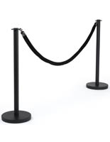 39" Black Queue Stand with Black Rope