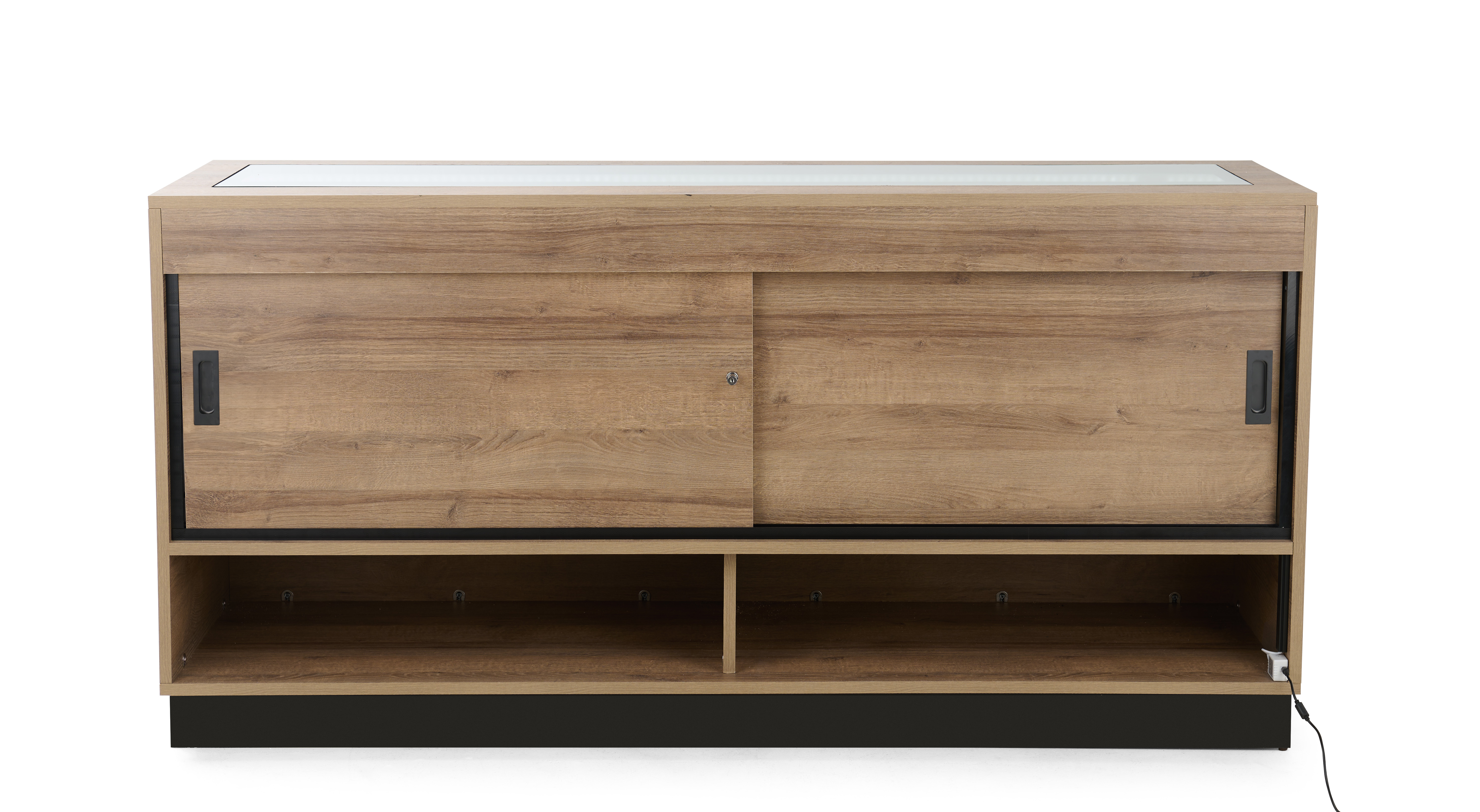 72" Wooden Display Showcase w/Locking Door, Adjustable Shelf and LED Lights - Image 5