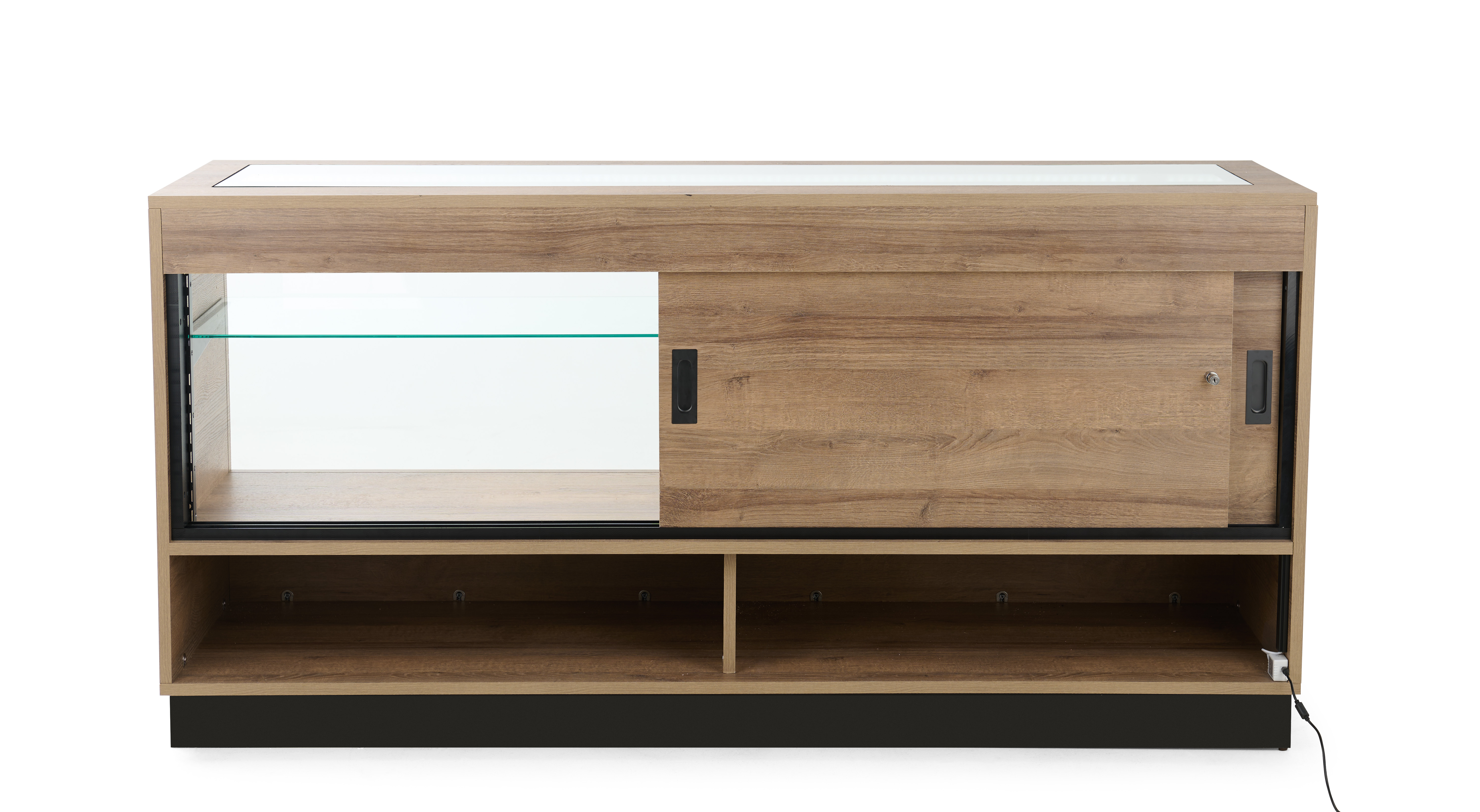 72" Wooden Display Showcase w/Locking Door, Adjustable Shelf and LED Lights - Image 6