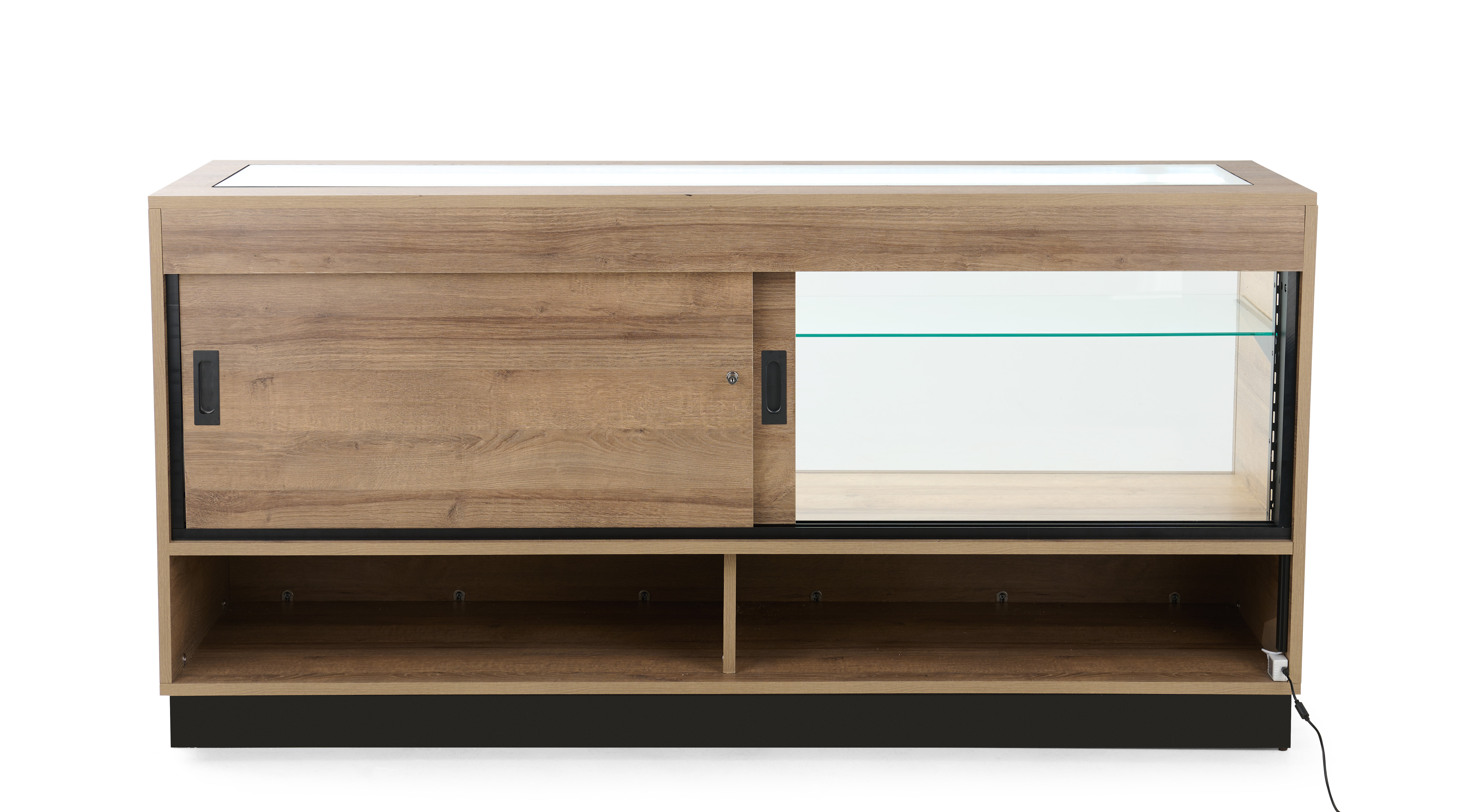 72" Wooden Display Showcase w/Locking Door, Adjustable Shelf and LED Lights - Image 7