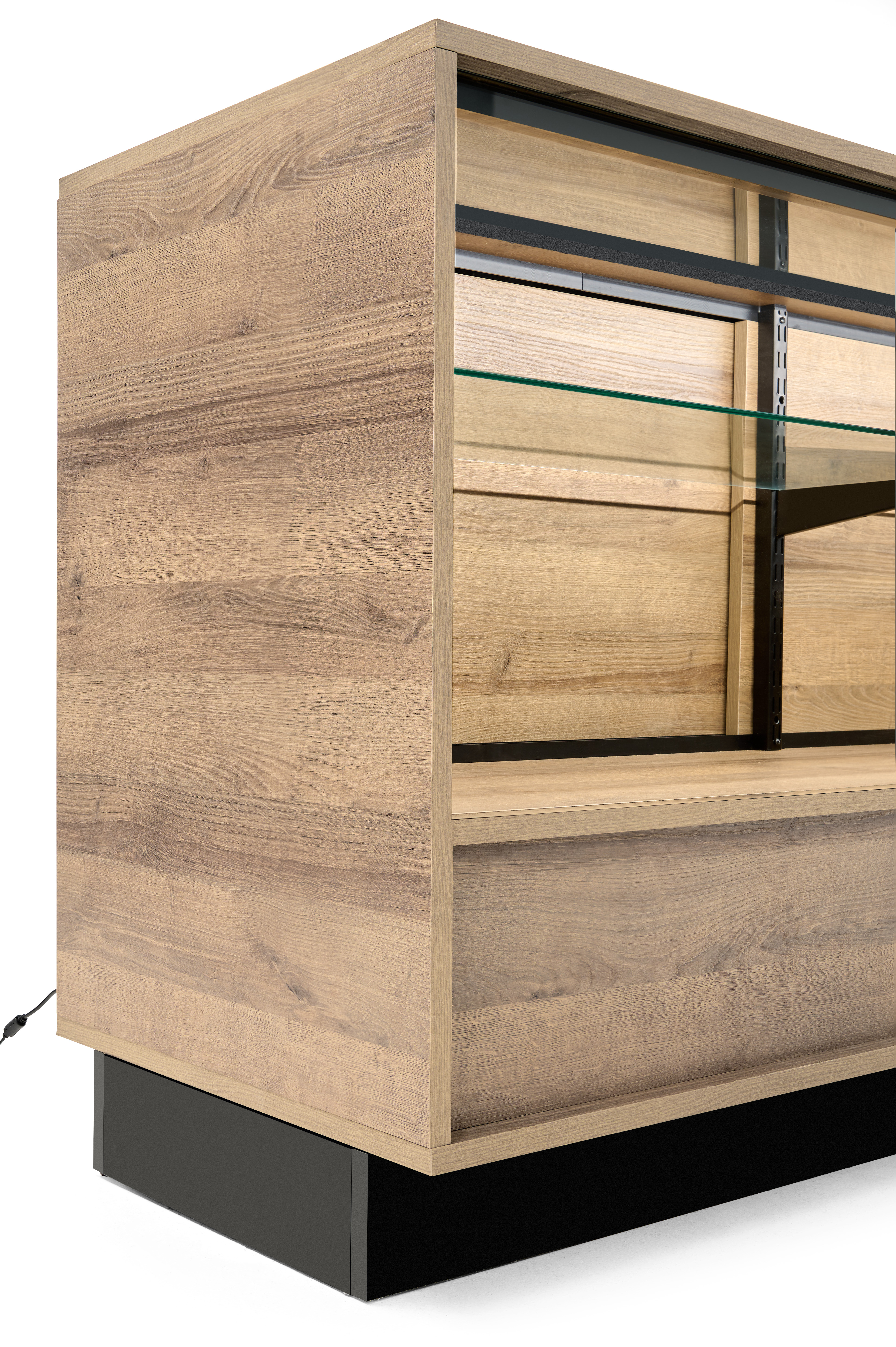 72" Wooden Display Showcase w/Locking Door, Adjustable Shelf and LED Lights - Image 10