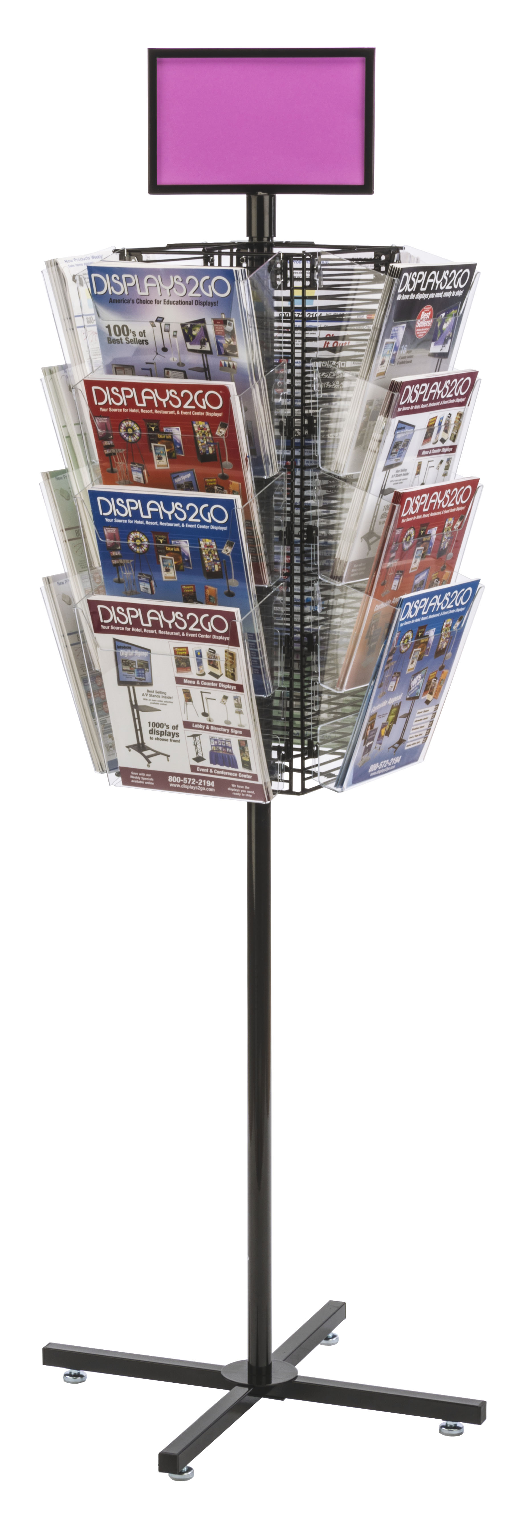 Rotating Bookmarks Rack Rotating Grid Rack with Literature Holders | 16 Acrylic Pockets ...