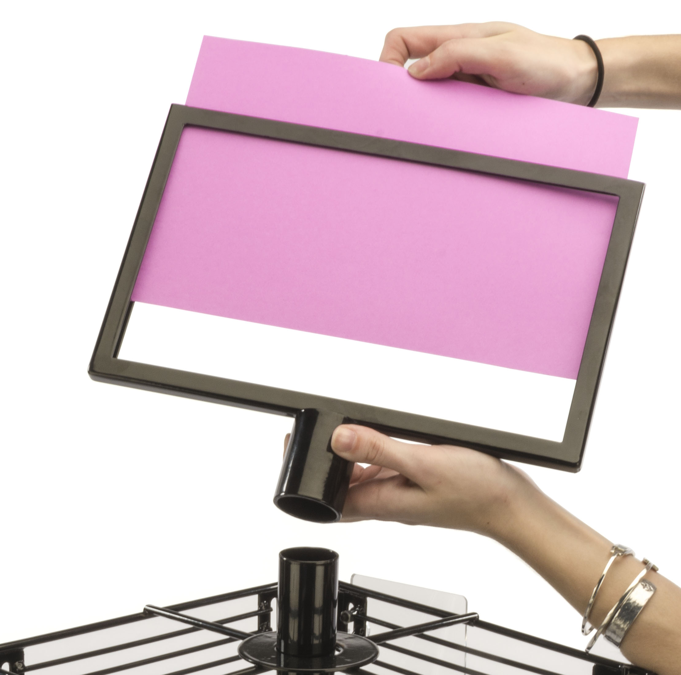 Rotating Grid Rack | Black Metal Wire Square 4 Sided Panel | Displays2Go