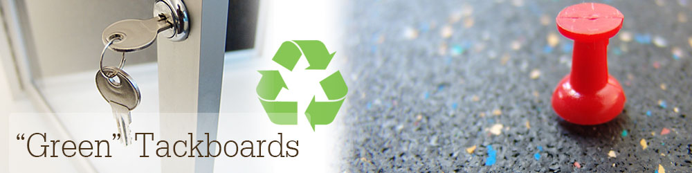 Tackboards with recycled rubber pushpin surfaces