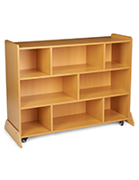 Rolling classroom organizer shelves with markerboard and 8 cubbies