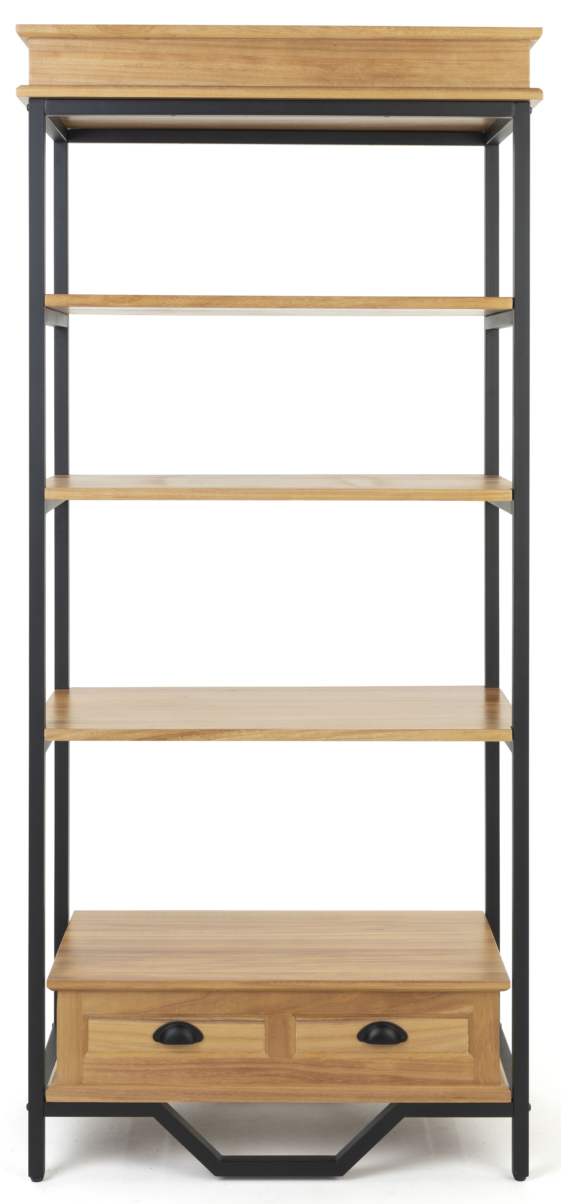 Fabulaxe Industrial 5 Shelf Wood and Metal Etagere Rustic Bookcase Free  Standing Bookshelf